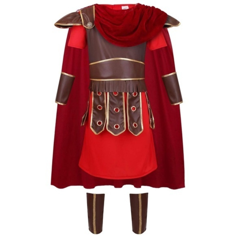 Red Roman Warrior Kids Halloween Costume with Cape